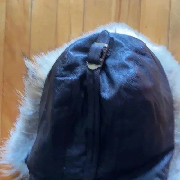 Eddie Bauer  vintage Coyote fur trim leather down coat - Picture 8 of 15